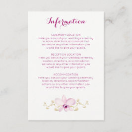 Tarjetas de información floral de orquídeas púrpur