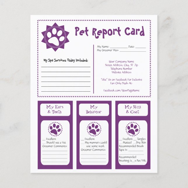 Tarjetas de informe mascota (Anverso)