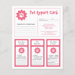 Tarjetas de informe mascota - Rosa