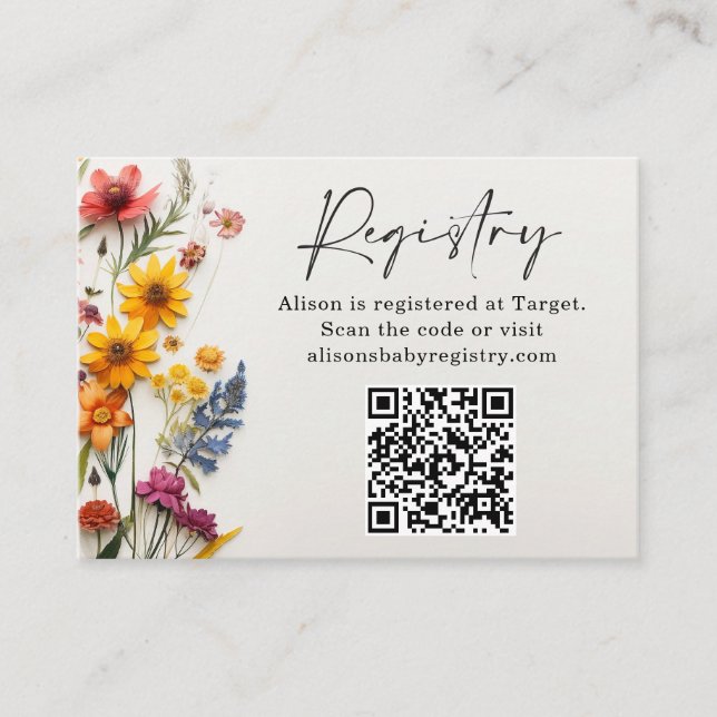 Tarjetas de inscripción de registro de flores silv (Anverso)