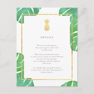 Tarjetas de inserción Boda de oro de piña tropical