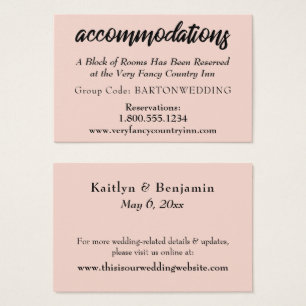 Tarjetas de inserción de alojamiento de boda rosa 