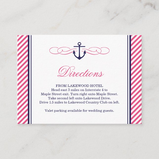 Tarjetas de inserción de Boda de anclaje náutico r (Anverso)