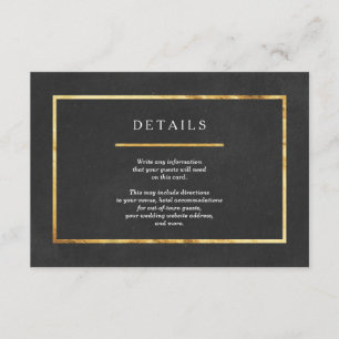 Tarjetas de inserción de Boda dorado y negro de es