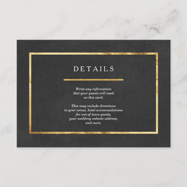Tarjetas de inserción de Boda dorado y negro de es (Anverso)