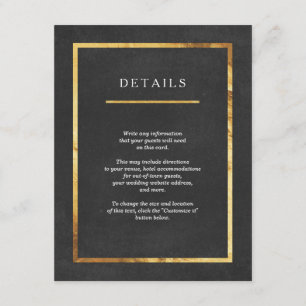 Tarjetas de inserción de Boda dorado y negro de es