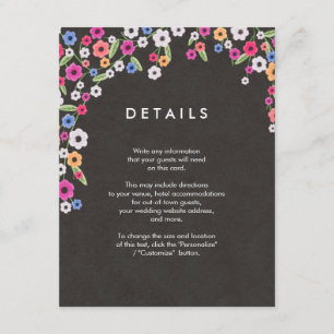 Tarjetas de inserción de Boda floral de cartón