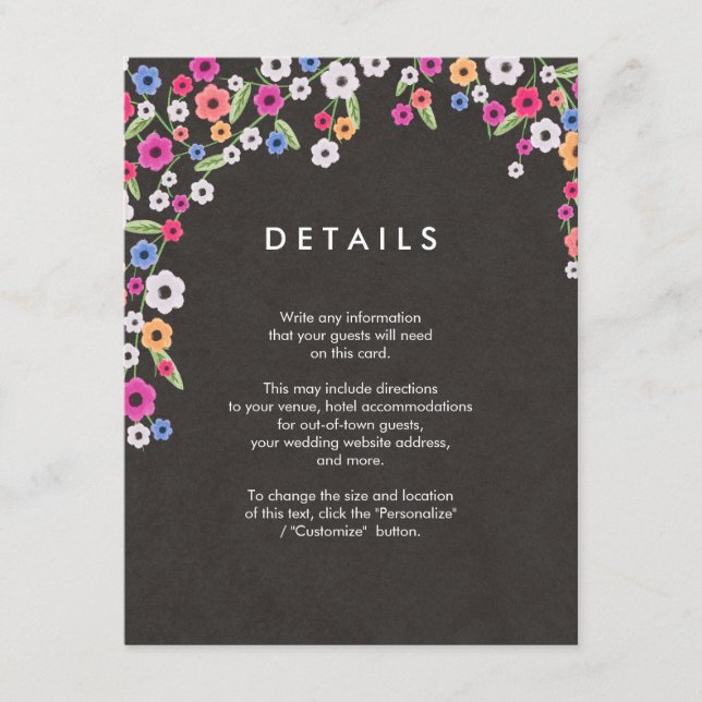 Tarjetas de inserción de Boda floral de cartón (Anverso)