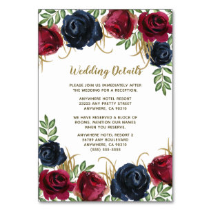 Tarjetas de inserción de Boda rosado de Rubor Gold