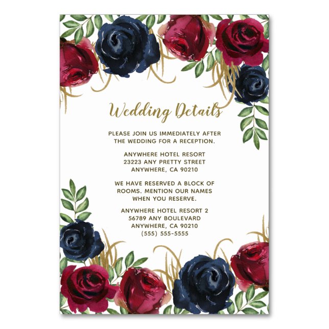 Tarjetas de inserción de Boda rosado de Rubor Gold (Anverso)