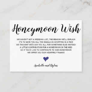 Tarjetas de inserción de Boda Wish de luna de miel