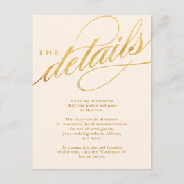 Tarjetas de inserción de escritura de champán y or