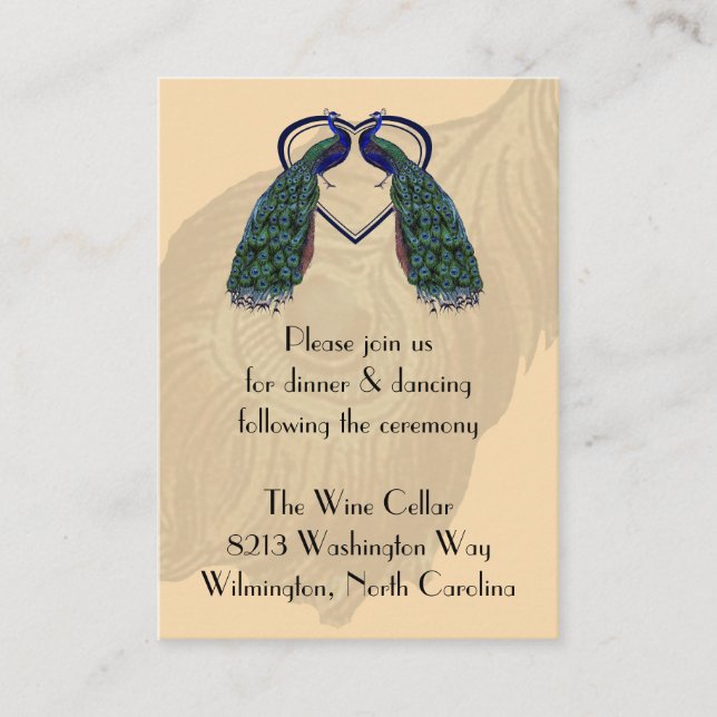 Tarjetas de inserción de recepción de pavo real vi (Anverso)