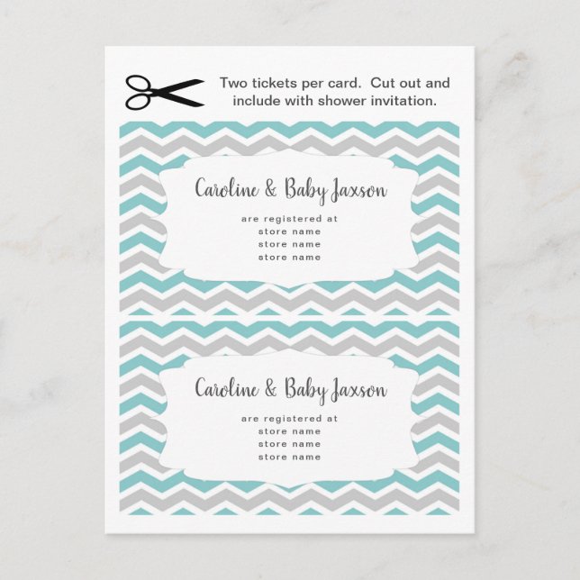 Tarjetas de inserción de registro de Baby Shower,  (Anverso)
