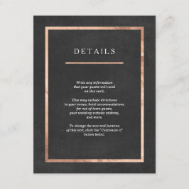 Tarjetas de inserción Rosa de oro y Boda negro de 
