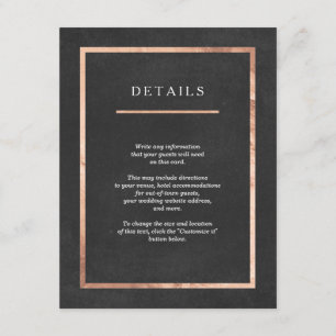 Tarjetas de inserción Rosa de oro y Boda negro de 