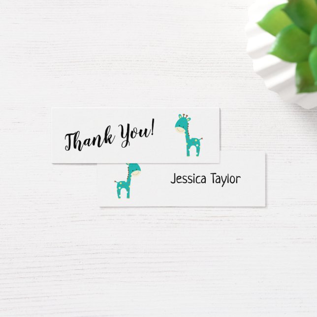 Tarjetas de inserción sencillas con jirafa teal (Escritorio)