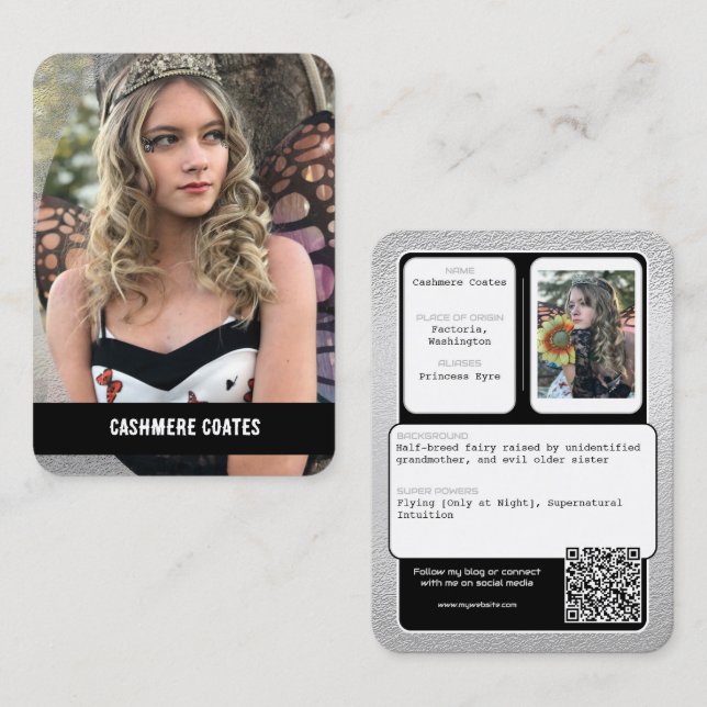 Tarjetas de intercambio personalizadas de personaj (Anverso / Reverso)