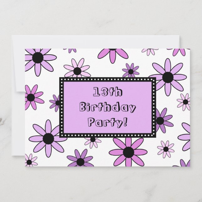 Tarjetas de invitación a fiesta de cumpleaños 13°  (Anverso)