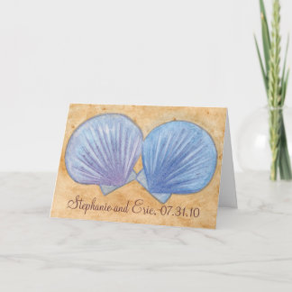 Tarjetas de invitación a la boda Blue Purple Seash