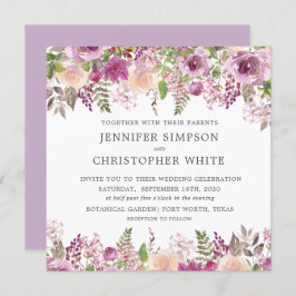 Tarjetas de invitación a la boda cuadrada de lavan