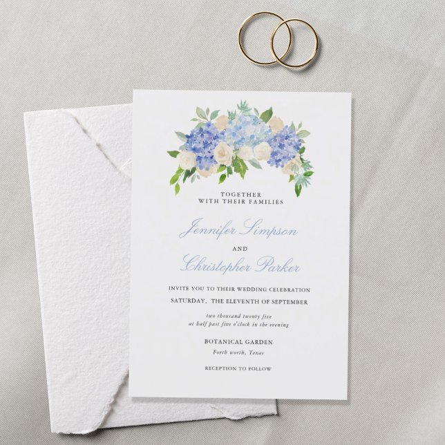 Tarjetas de invitación a la boda elegante de Blue  (Subido por el creador)