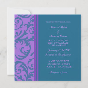 Tarjetas de invitación a la boda Verde azulada y p