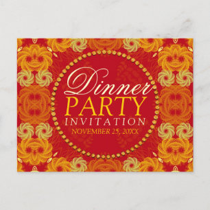 Tarjetas de invitación a la cena de flores naranja