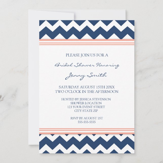 Tarjetas de invitación a la ducha de novia Blue Co (Reverso)
