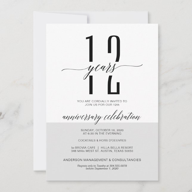 Tarjetas de invitación a la fiesta de aniversario  (Anverso)