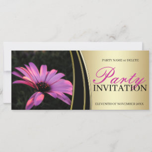 Tarjetas de Invitación a la Fiesta de Flor Rosa Pú