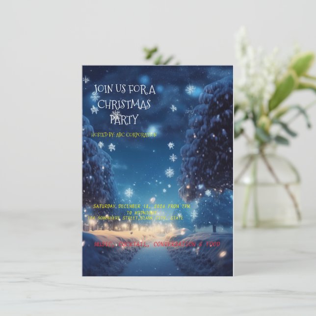 Tarjetas de invitación a la fiesta de Navidad (Anverso de pie)