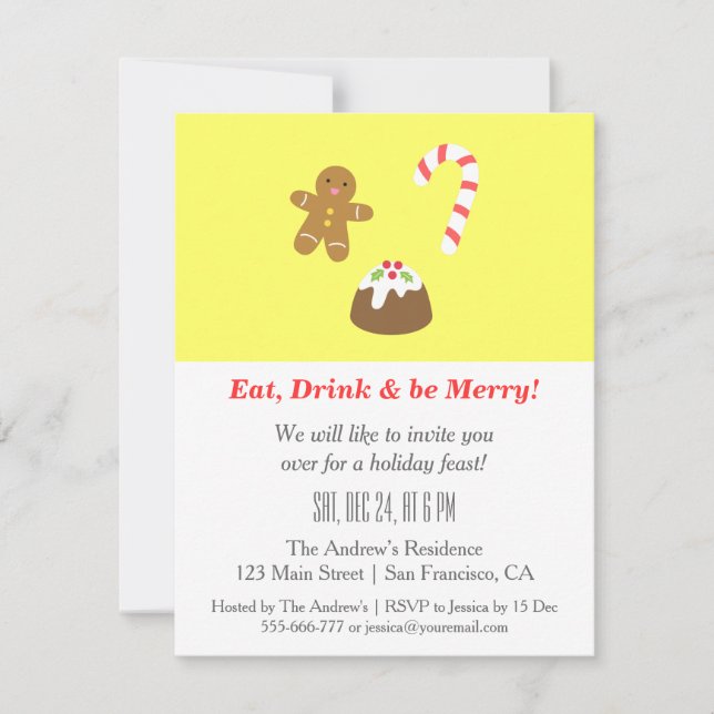Tarjetas de Invitación a la Fiesta de Navidad de Y (Anverso)
