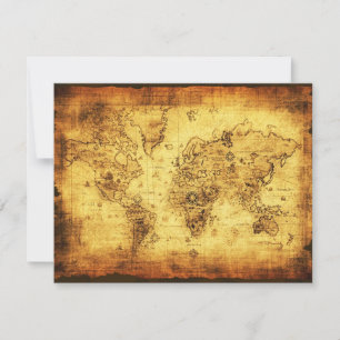 Tarjetas de invitación a mapas del mundo antiguo