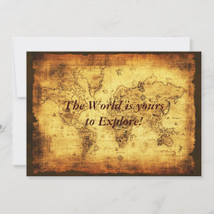 Tarjetas de invitación a mapas del mundo antiguo