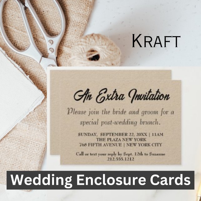 Tarjetas de invitación adicionales para brunch de  (Kraft Wedding Enclosure Cards)