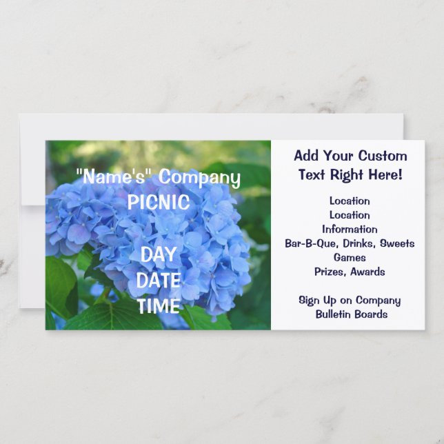 Tarjetas de Invitación al Pícnic de la Empresa Anu (Anverso)