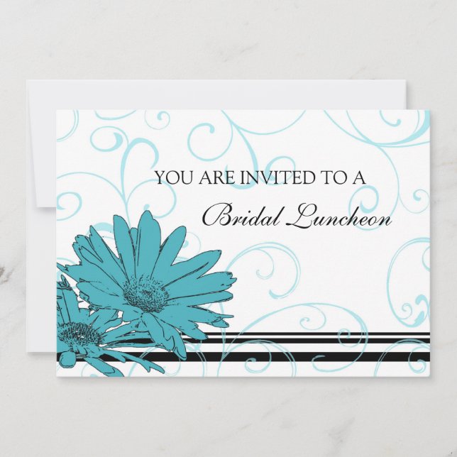 Tarjetas de invitación Blue and White Bridal Lunch (Anverso)