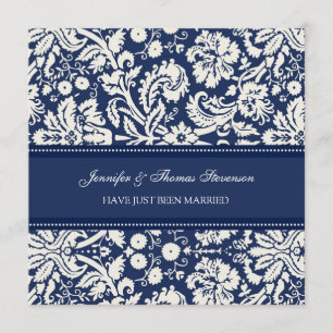 Tarjetas de Invitación Blue Damask Just Casried