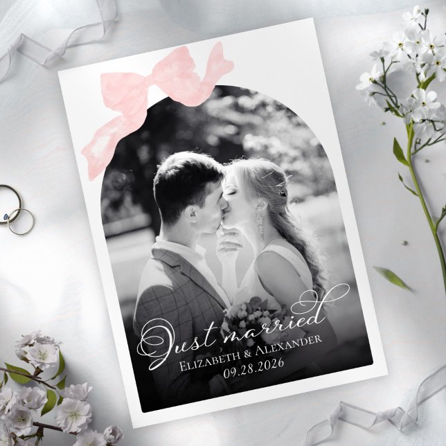 Tarjetas de Invitación Boda casada | Bow rosa (Subido por el creador)