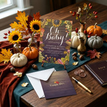 Tarjetas de invitación de baby shower de hojas de