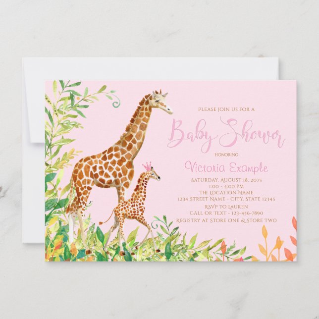Tarjetas de Invitación de Baby Shower de Jirafa Ad (Anverso)