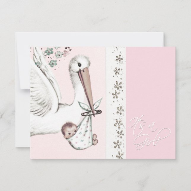 Tarjetas de Invitación de Baby Shower de Niña Stor (Anverso)