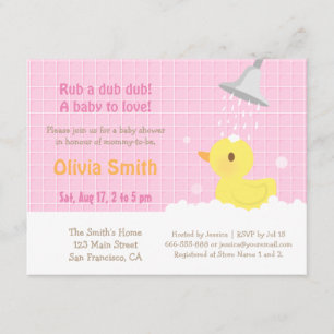 Tarjetas de Invitación de Baby Shower Pato de Goma