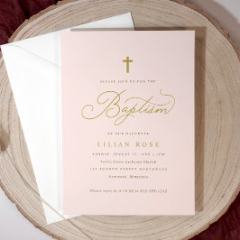 Tarjetas de Invitación de Bautizo con Cruz - Niña