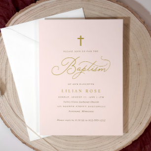 Tarjetas de Invitación de Bautizo con Cruz - Niña