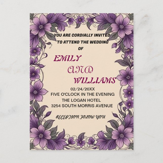TARJETAS DE INVITACIÓN DE BODA (Anverso)
