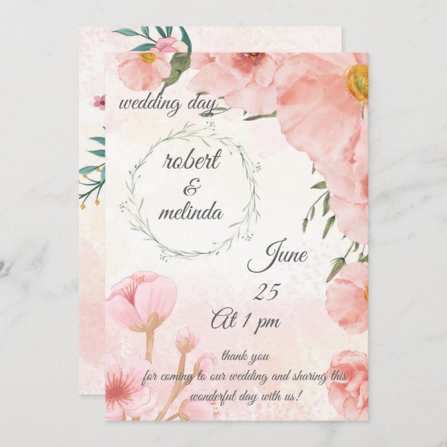tarjetas de invitación de boda (Anverso / Reverso)