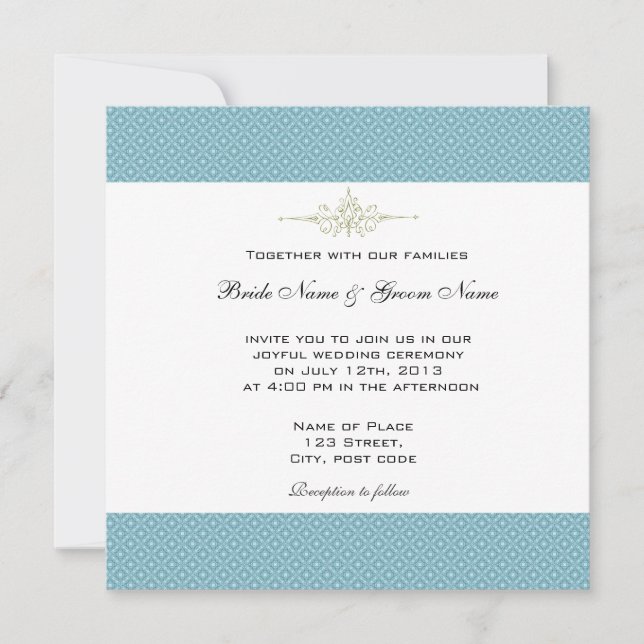 Tarjetas de invitación de boda azules reales simpl (Anverso)