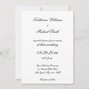 Tarjetas de Invitación de Boda Blancas con Letra E